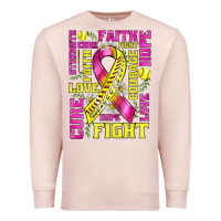 Pale Pink breast cancer softball ribbon love cure fight bbs Premium Sweatshirt - BundleAndBundleShop