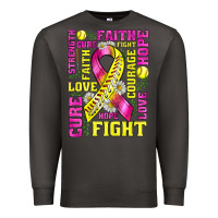 Smoke breast cancer softball ribbon love cure fight bbs Premium Sweatshirt - BundleAndBundleShop