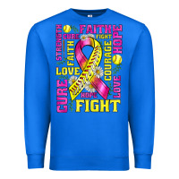True Royal breast cancer softball ribbon love cure fight bbs Premium Sweatshirt - BundleAndBundleShop