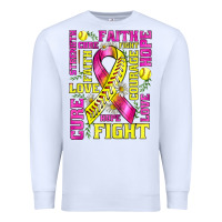 White breast cancer softball ribbon love cure fight bbs Premium Sweatshirt - BundleAndBundleShop