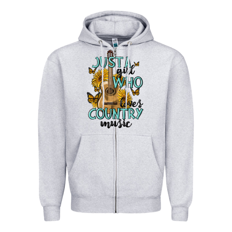 Just A Girl Who Loves Country Music Zipper Hoodie by MaliasSmallBusiness | Teevron