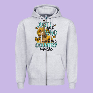 Just A Girl Who Loves Country Music Zipper Hoodie Designed By Maliassmallbusiness