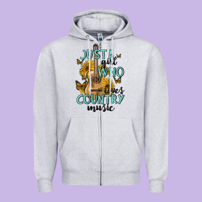 Just A Girl Who Loves Country Music Zipper Hoodie Designed By Maliassmallbusiness
