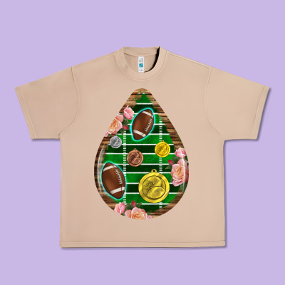 American Football And Western Roses Teardrop Urban Heavy Tee Designed By Bundleandbundleshop
