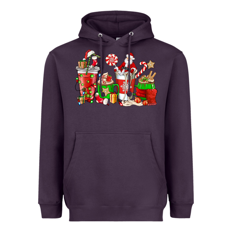 Santa Coffee Cups Heavyweight Hoodie by NancyCooperArtShop | Teevron