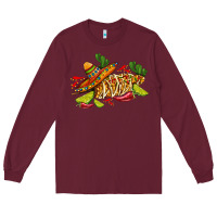 Burgundy mexican elote corn sombrero lime and  cactus Long Sleeve Tee - AdoDesignShop