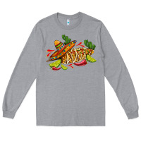 Heather Grey mexican elote corn sombrero lime and  cactus Long Sleeve Tee - AdoDesignShop