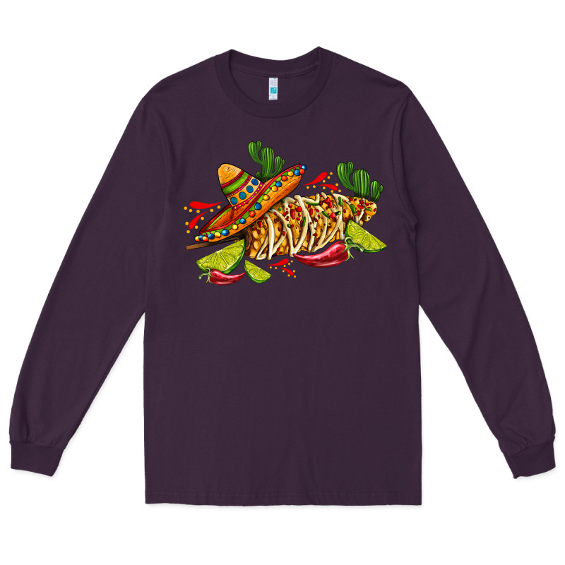 Mexican Elote Corn Sombrero Lime And  Cactus Long Sleeve Tee by AdoDesignShop | Teevron