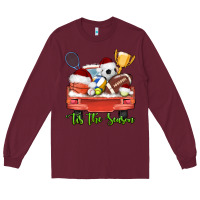 Burgundy tis the season sports truck christmas Long Sleeve Tee - AdoDesignShop