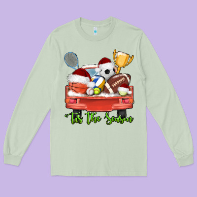 Tis The Season Sports Truck Christmas Long Sleeve Tee Designed By Adodesignshop