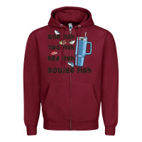 Burgundy one fish two fish red fish boujee fish Zipper Hoodie - MaliasSmallBusiness