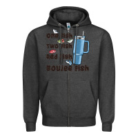Charcoal Heather one fish two fish red fish boujee fish Zipper Hoodie - MaliasSmallBusiness