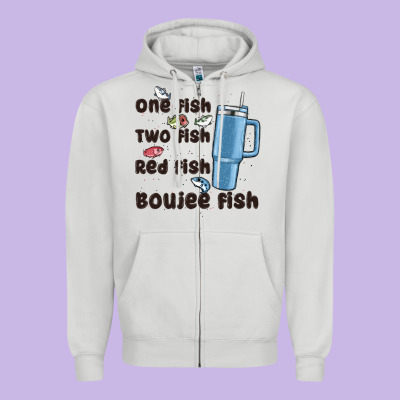 One Fish Two Fish Red Fish Boujee Fish Zipper Hoodie Designed By Maliassmallbusiness