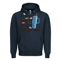 Navy one fish two fish red fish boujee fish Zipper Hoodie - MaliasSmallBusiness