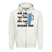 Oatmeal Heather one fish two fish red fish boujee fish Zipper Hoodie - MaliasSmallBusiness