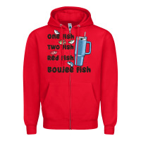 Red one fish two fish red fish boujee fish Zipper Hoodie - MaliasSmallBusiness