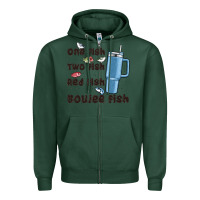 Sports Green one fish two fish red fish boujee fish Zipper Hoodie - MaliasSmallBusiness