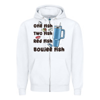 White one fish two fish red fish boujee fish Zipper Hoodie - MaliasSmallBusiness