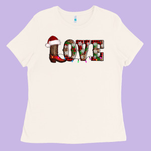 Love Christmas Boots Ladies Tee Designed By Adodesignshop