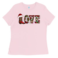 Bubblegum Pink love christmas boots Ladies Tee - AdoDesignShop
