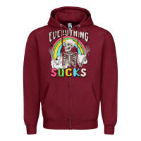 Burgundy everything sucks Zipper Hoodie - MaliasSmallBusiness