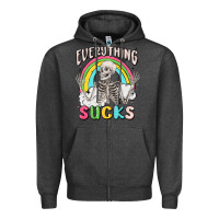 Charcoal Heather everything sucks Zipper Hoodie - MaliasSmallBusiness