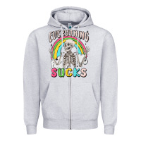 Heather Grey everything sucks Zipper Hoodie - MaliasSmallBusiness