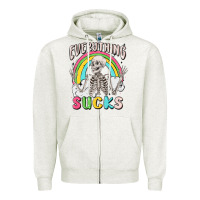 Oatmeal Heather everything sucks Zipper Hoodie - MaliasSmallBusiness