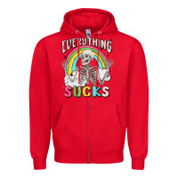 Red everything sucks Zipper Hoodie - MaliasSmallBusiness