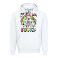 White everything sucks Zipper Hoodie - MaliasSmallBusiness