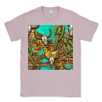 Lilac western bull skull and cactus seamless pattern Classic Tee - BundleAndBundleShop