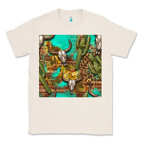 Natural western bull skull and cactus seamless pattern Classic Tee - BundleAndBundleShop