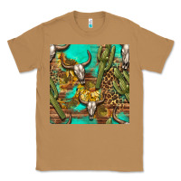 Toasted Coconut western bull skull and cactus seamless pattern Classic Tee - BundleAndBundleShop