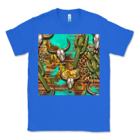 True Royal western bull skull and cactus seamless pattern Classic Tee - BundleAndBundleShop