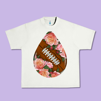 American Football And Western Roses Teardrop Urban Heavy Tee Designed By Bundleandbundleshop