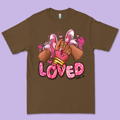 Premium Tee loved valentine's day afro girl sneakers