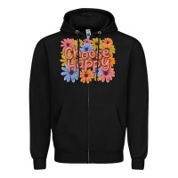 Black choose happy Zipper Hoodie - MaliasSmallBusiness