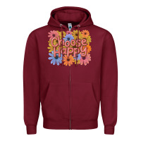 Burgundy choose happy Zipper Hoodie - MaliasSmallBusiness