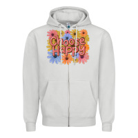 Dove Grey choose happy Zipper Hoodie - MaliasSmallBusiness