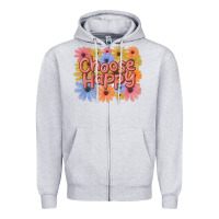 Heather Grey choose happy Zipper Hoodie - MaliasSmallBusiness