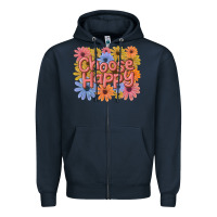 Navy choose happy Zipper Hoodie - MaliasSmallBusiness