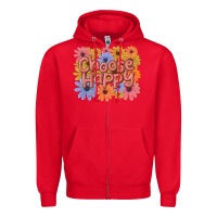 Red choose happy Zipper Hoodie - MaliasSmallBusiness