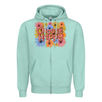 Seafoam choose happy Zipper Hoodie - MaliasSmallBusiness