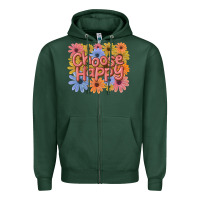 Sports Green choose happy Zipper Hoodie - MaliasSmallBusiness
