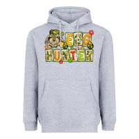 Heather Grey Egg hunter with camouflage plate letters Heavyweight Hoodie - NancyCooperArtShop