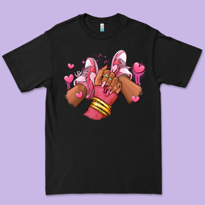 Premium Tee valentines day afro girl sneakers