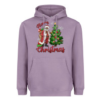Lavender Merry Christmas Black Santa Heavyweight Hoodie - MaliasSmallBusiness