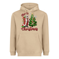 Mushroom Merry Christmas Black Santa Heavyweight Hoodie - MaliasSmallBusiness
