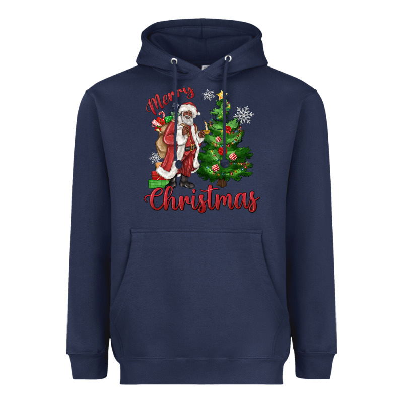 Merry Christmas Black Santa Heavyweight Hoodie by MaliasSmallBusiness | Teevron