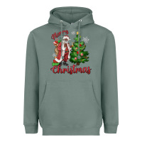 Sage Merry Christmas Black Santa Heavyweight Hoodie - MaliasSmallBusiness